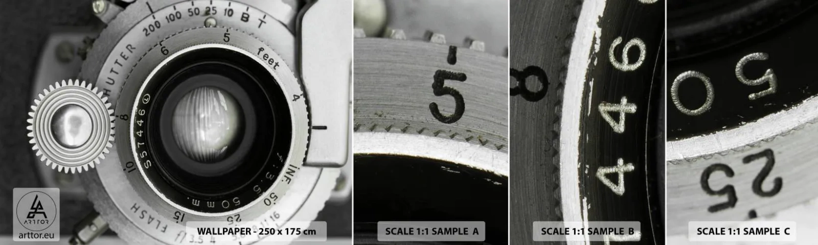Amostra de Papel de Parede Standard Eco - Uma história sobre Hollywood - Câmera, Preto e branco, Vintage - 100x30 cm