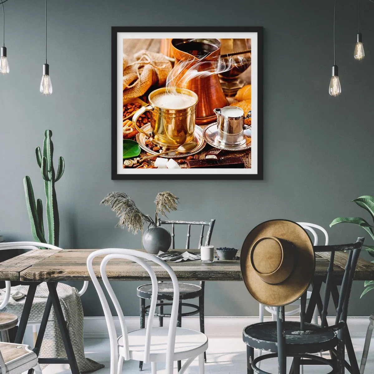 Pôster com moldura preta - Bons dias! - 60x60 cm