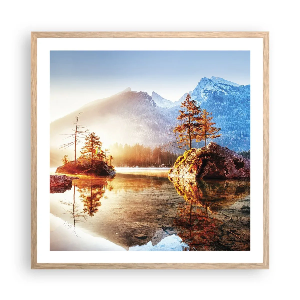 Pôster com moldura de carvalho claro - A natureza sob uma nova luz - 60x60 cm