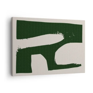 Quadro em tela - Abstrato minimalista em verde sobre fundo claro - 70x50cm - Baías de branco - Decoração de parede moderna para a sala de estar e quarto ARTTOR