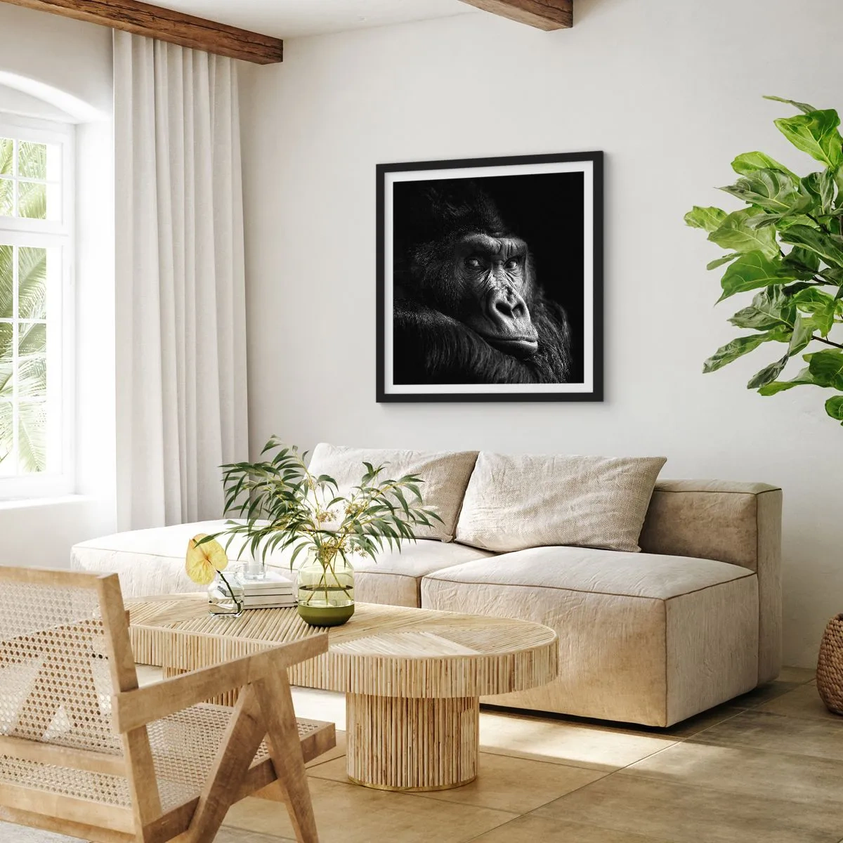 Pôster com moldura preta - E para que é que estás a olhar? - 60x60 cm