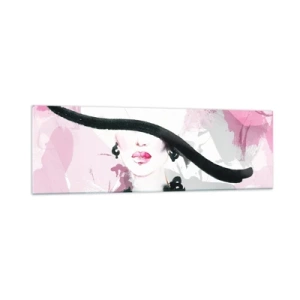 Quadro em vidro - Retrato de uma dama a preto e rosa - 160x50 cm