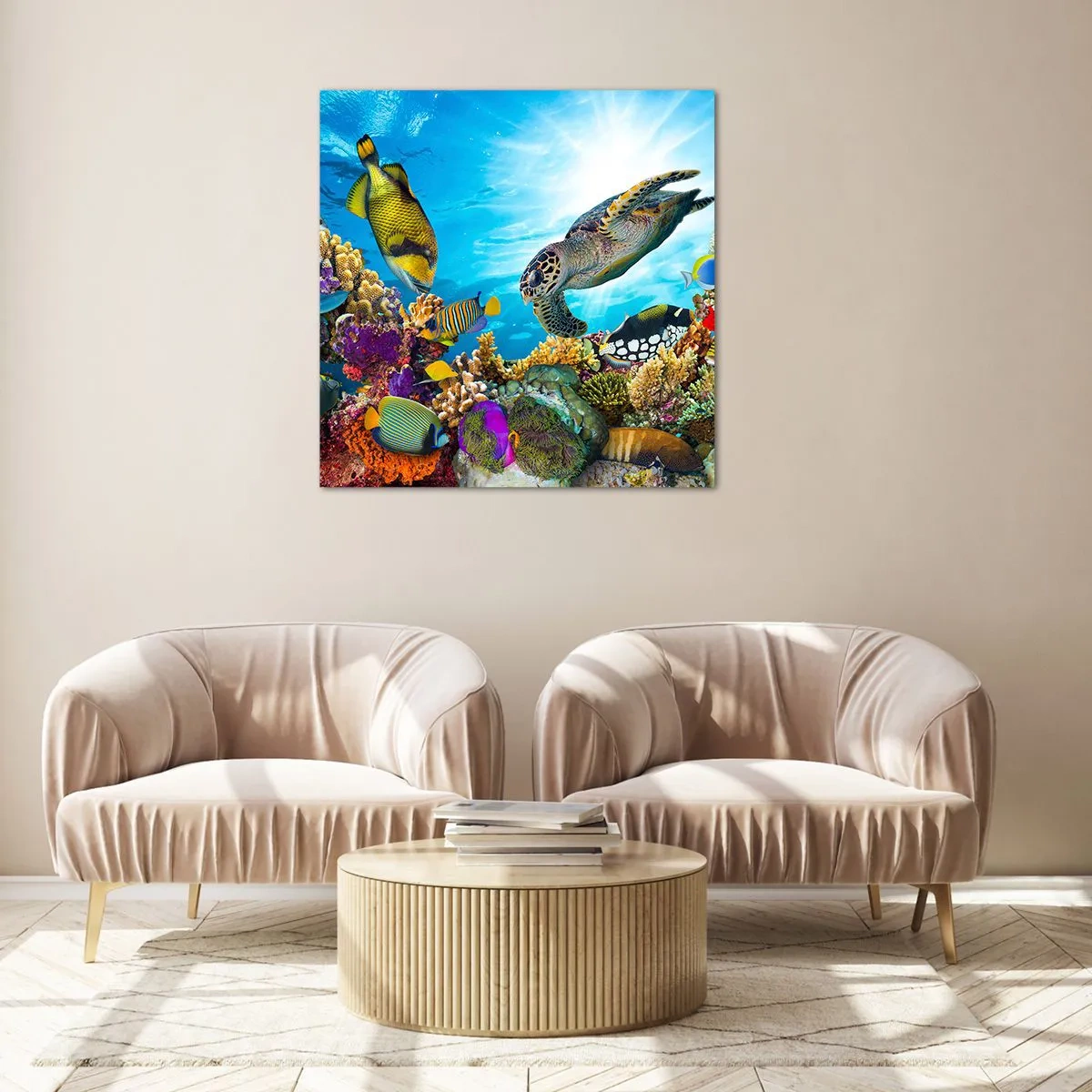 Quadro em vidro - Alameda dos corais - 50x50 cm