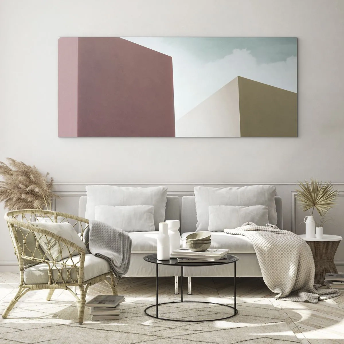 Quadro em vidro - A geometria de um verão ensolarado - 100x40 cm