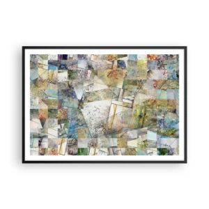Pôster com moldura preta - Embaralhamento geométrico - 100x70 cm
