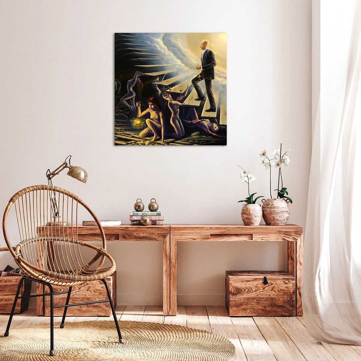 Quadro em tela - A viagem de Dante à luz - 40x40 cm