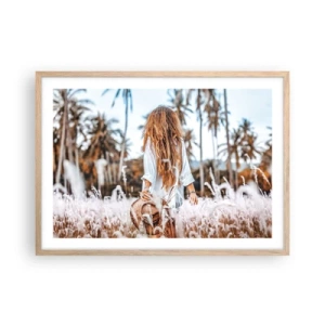 Pôster com moldura de carvalho claro - Nascida da maciez da relva - 70x50 cm