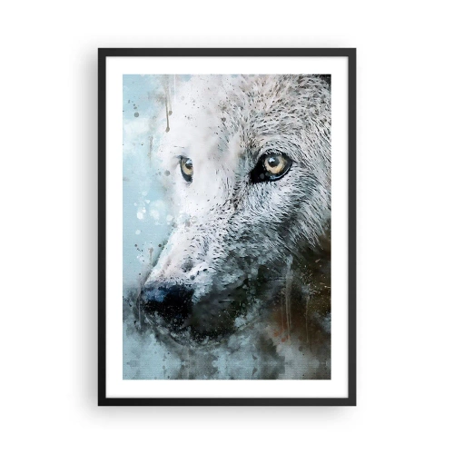 Pôster com moldura preta - Retrato de lobo com detalhes artísticos em aquarela - 50x70cm - Conheça a alma do lobo - Decoração de parede moderna para a sala de estar e quarto ARTTOR