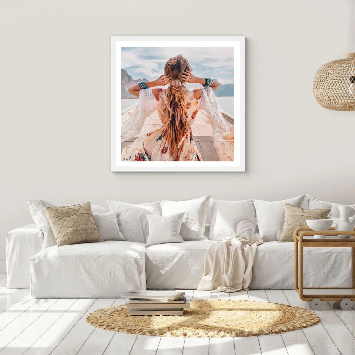 Pôster em moldura branca - A caminho da felicidade - 40x40 cm