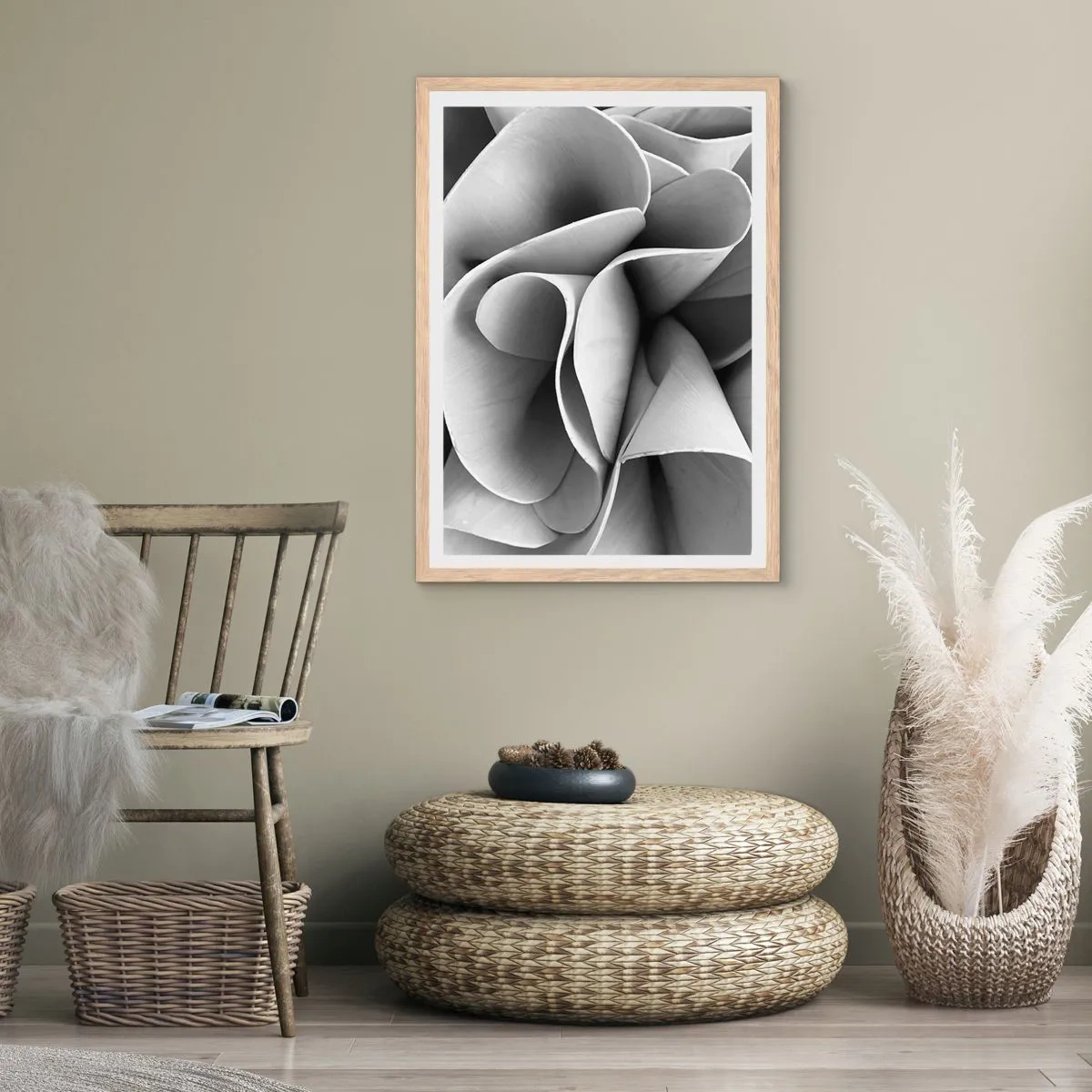 Pôster com moldura de carvalho claro - Acontece no espaço - 70x100 cm