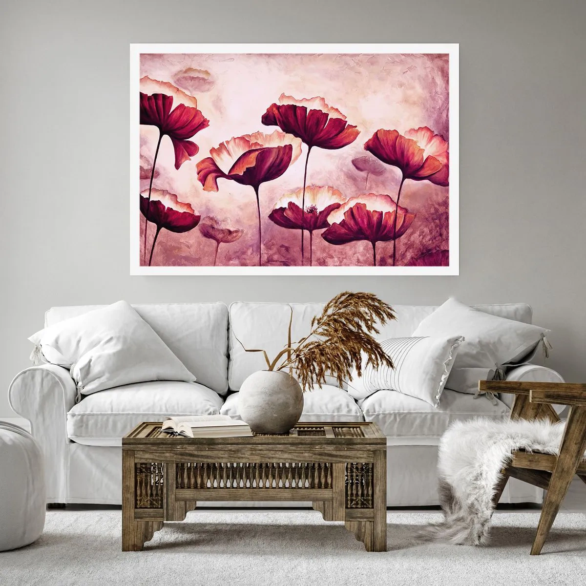 Pôster - Pétala vermelha e branca - 100x70 cm