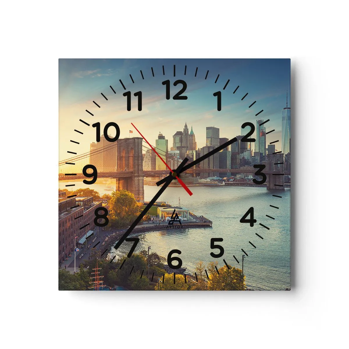 Relógio de parede - Relógio em vidro - O amanhecer da cidade grande - 30x30 cm