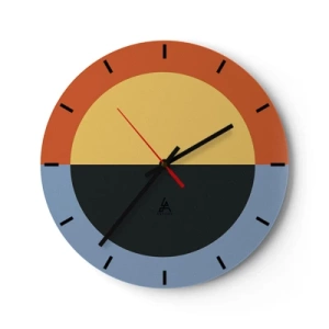Relógio de parede - Relógio em vidro - Abstração de cores com contraste de cores - 30x30cm - Composição do calor e do frio - Decoração de parede moderna para a sala de estar, cozinha e quarto ARTTOR
