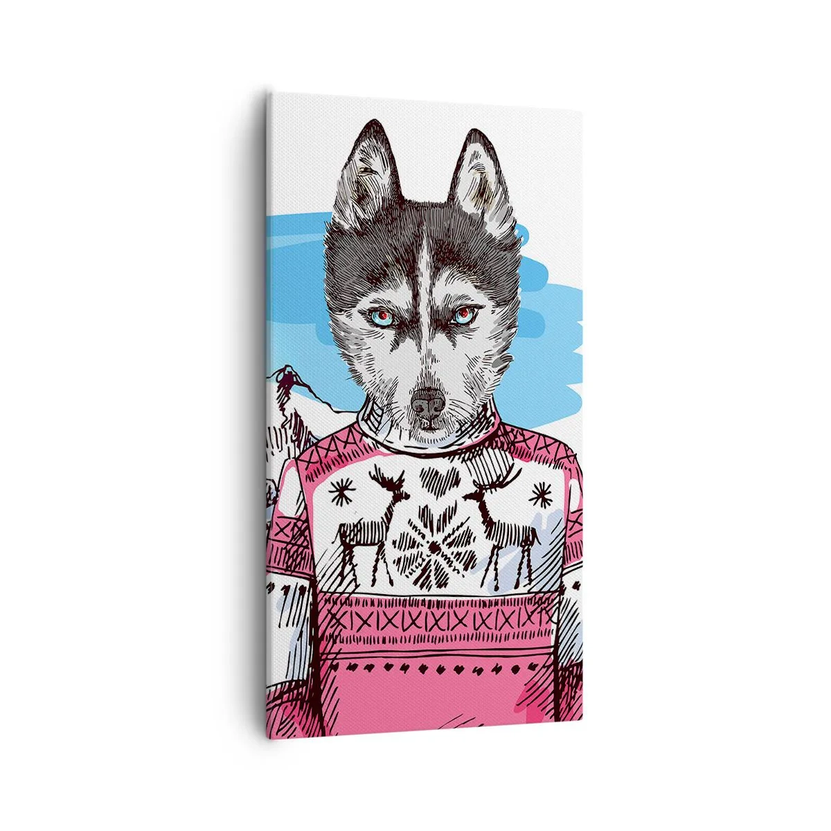 Quadro em tela - Lobo em lã de ovelha - 55x100 cm