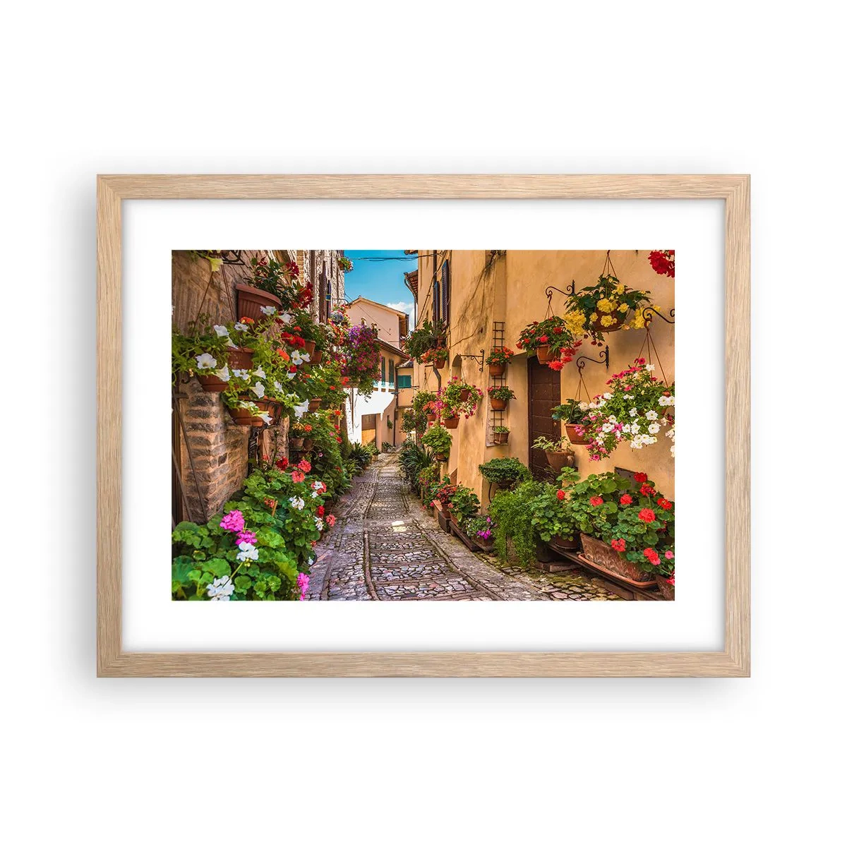 Pôster com moldura de carvalho claro - Beco italiano - 40x30 cm
