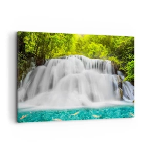 Quadro em tela - Cascata espumosa do verde ao azul - 100x70 cm