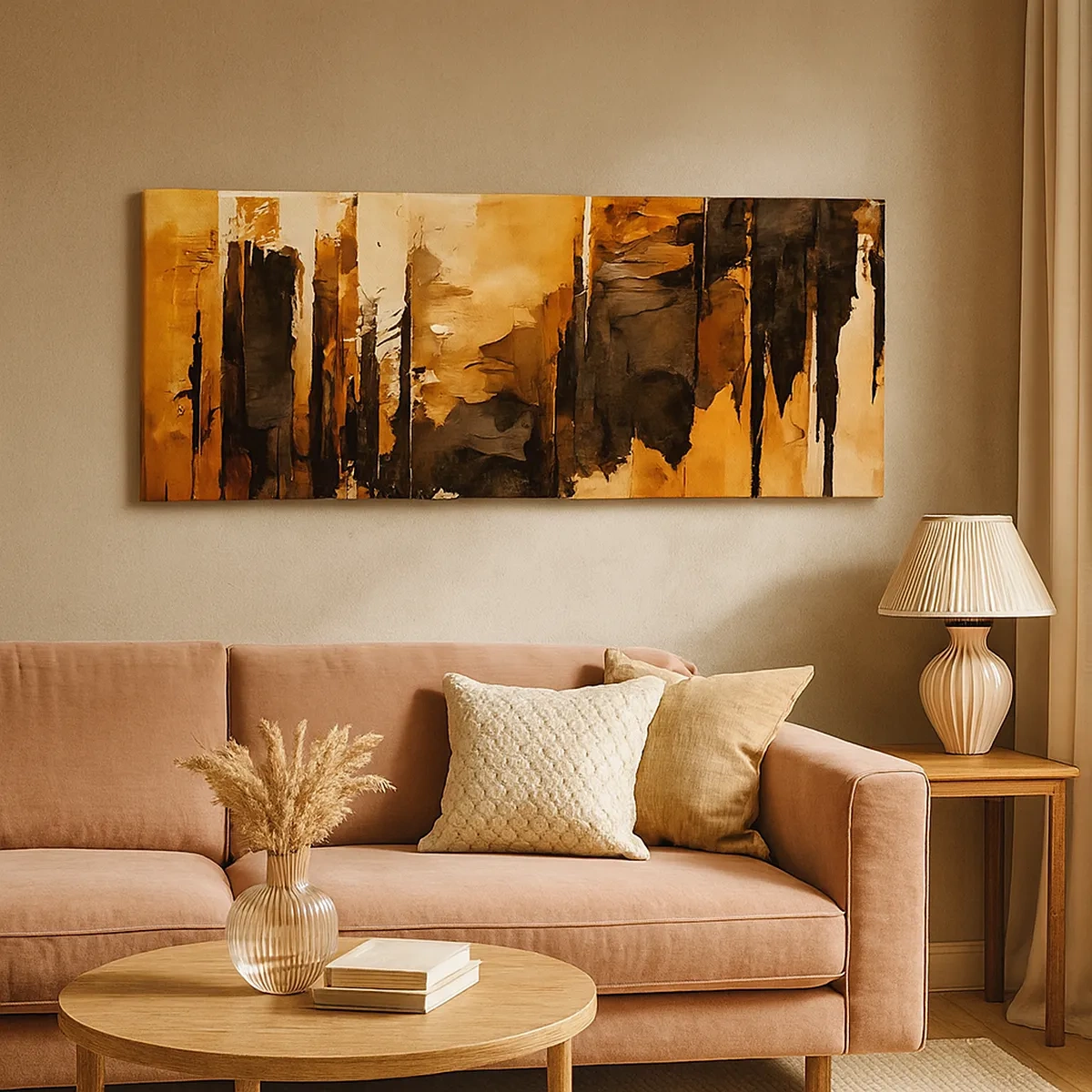 Quadro em tela - Harmonia de preto e dourado - 30x30 cm