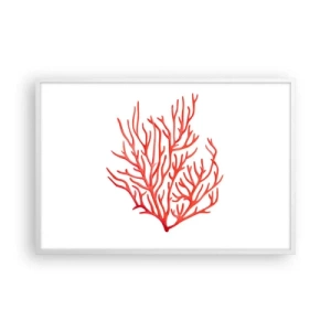 Pôster em moldura branca - Filigrana coral - 91x61 cm