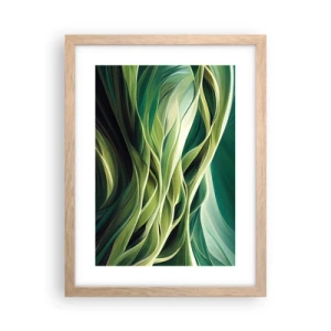 Pôster com moldura de carvalho claro - Jogo verde abstrato - 30x40 cm