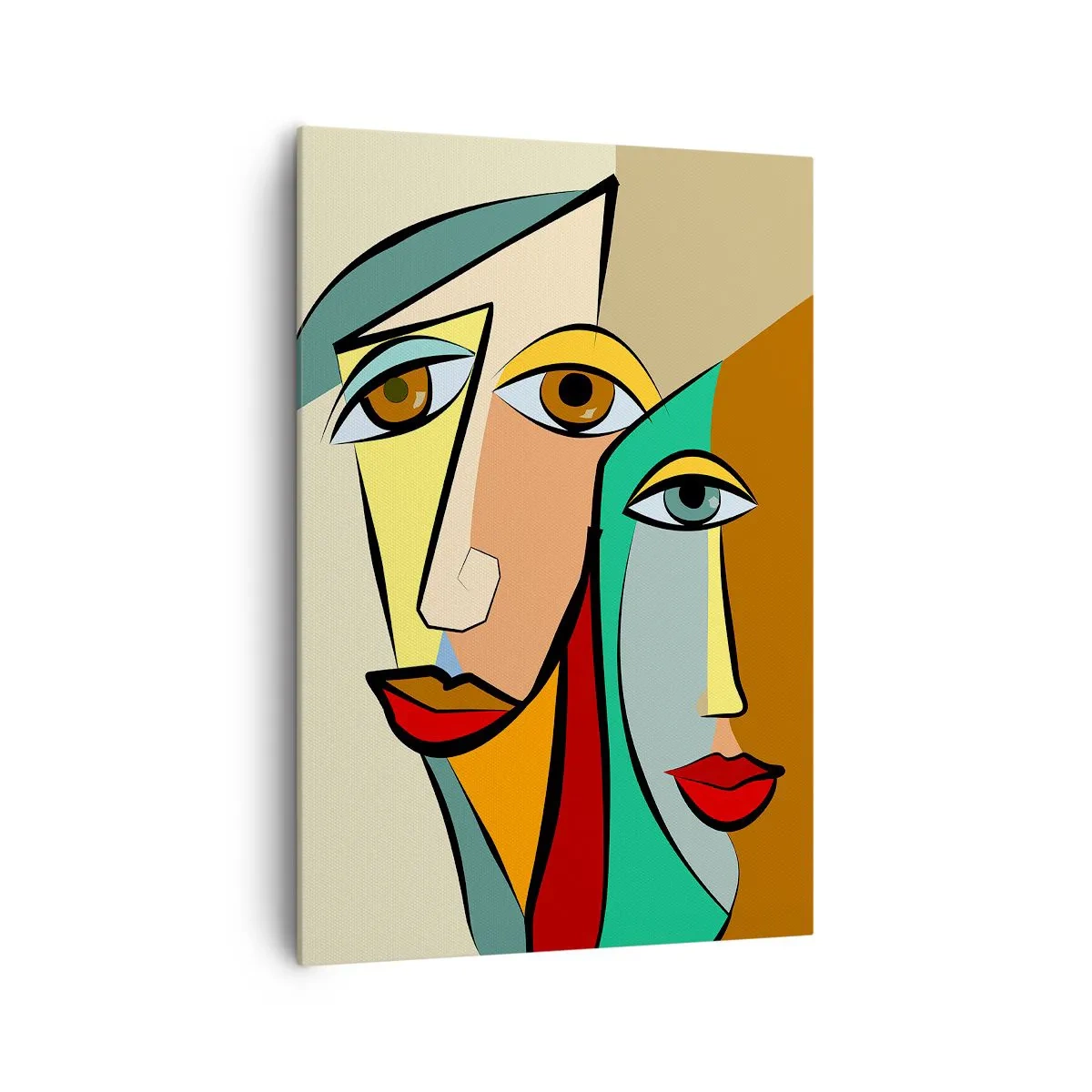 Quadro em tela - Casal cubista - 70x100 cm