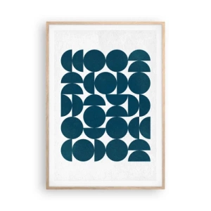 Pôster com moldura de carvalho claro - Círculos e semicírculos - 70x100 cm