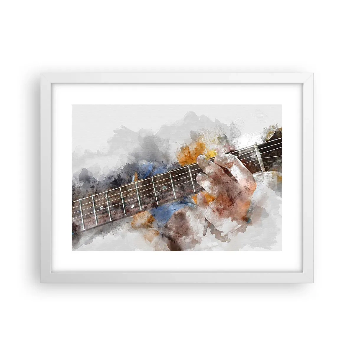 Pôster em moldura branca - Poesia entre as cordas - 40x30 cm