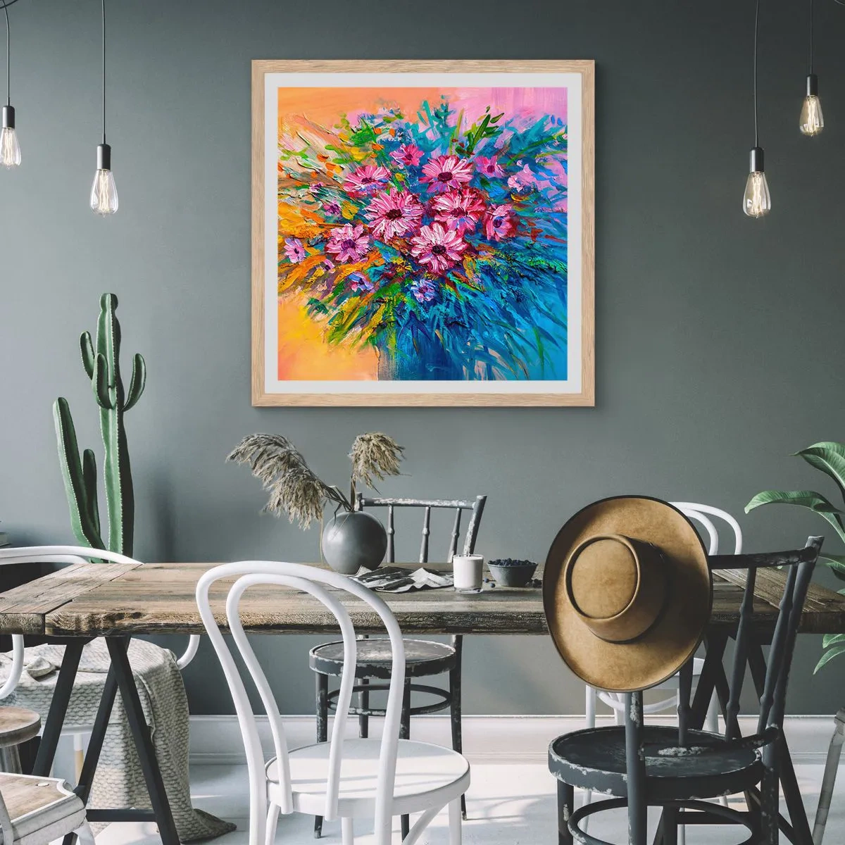 Pôster com moldura de carvalho claro - A energia da vida - 60x60 cm