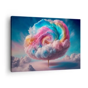 Quadro em tela - Uma nuvem em forma de espiral com cores pastéis no céu - 70x50cm - O sonho de um parque de diversões - Decoração de parede moderna para a sala de estar e quarto ARTTOR