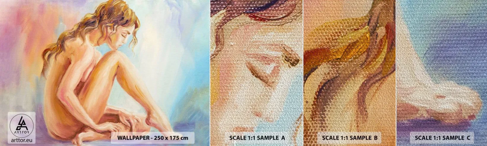 Amostra de papel de parede Premium Sand - Ato de juventude - Mulher, Corpo, Modelo - 100x30 cm