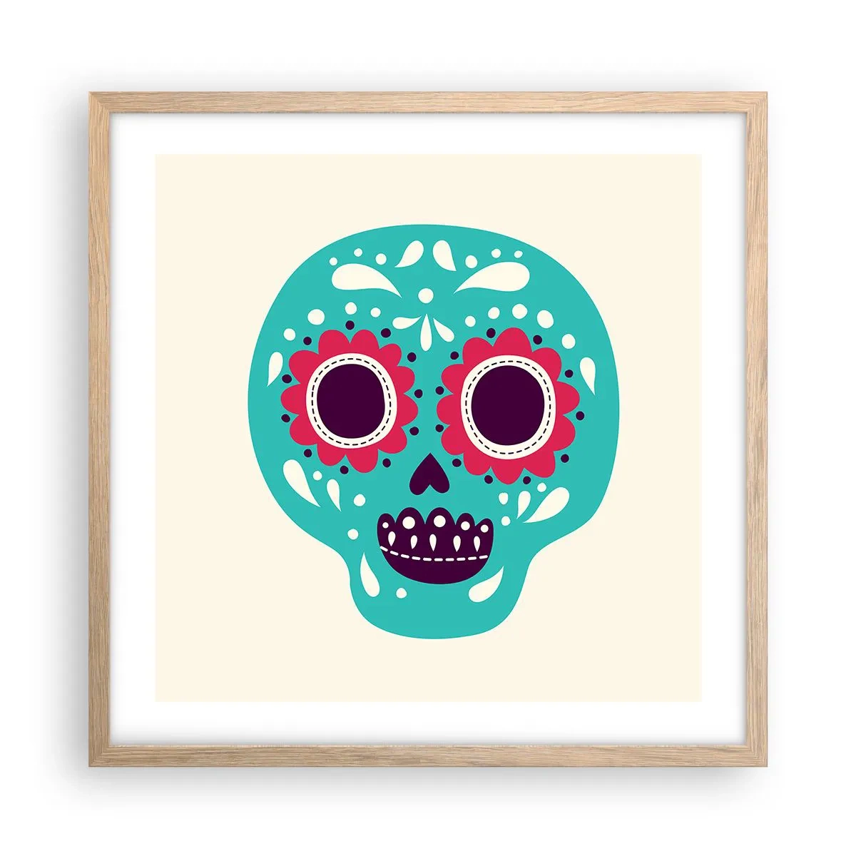 Pôster com moldura de carvalho claro - Vida – diversão até a morte - 50x50 cm