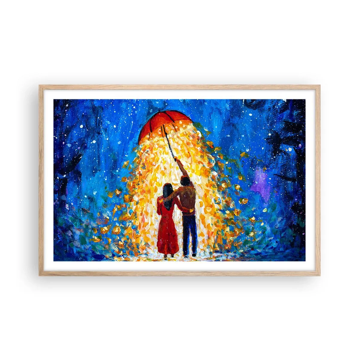 Pôster com moldura de carvalho claro - A magia de uma noite chuvosa? - 91x61 cm