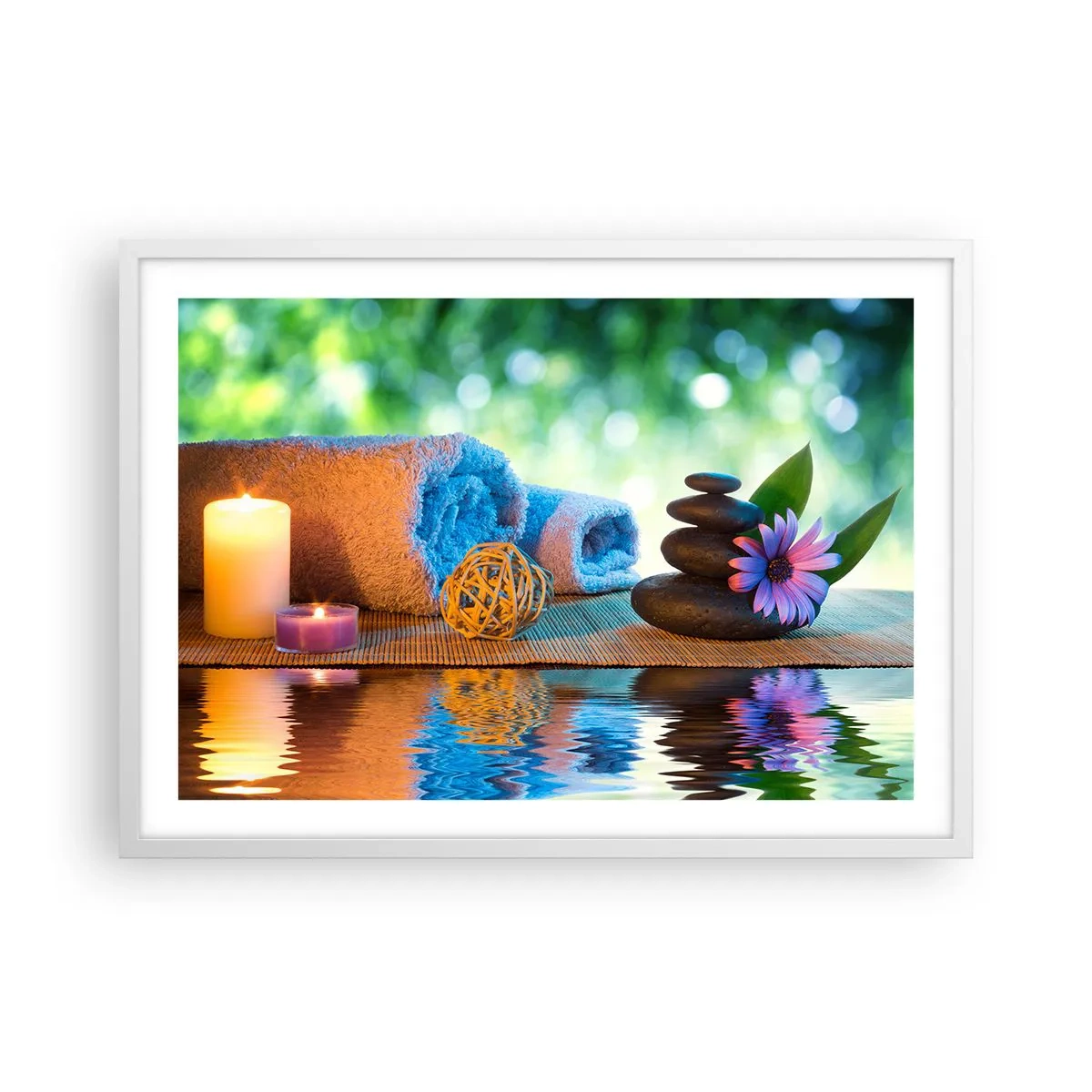 Pôster em moldura branca - Tempo para o corpo - 70x50 cm