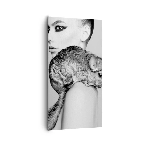 Quadro em tela - A dama com a chinchila - 65x120 cm