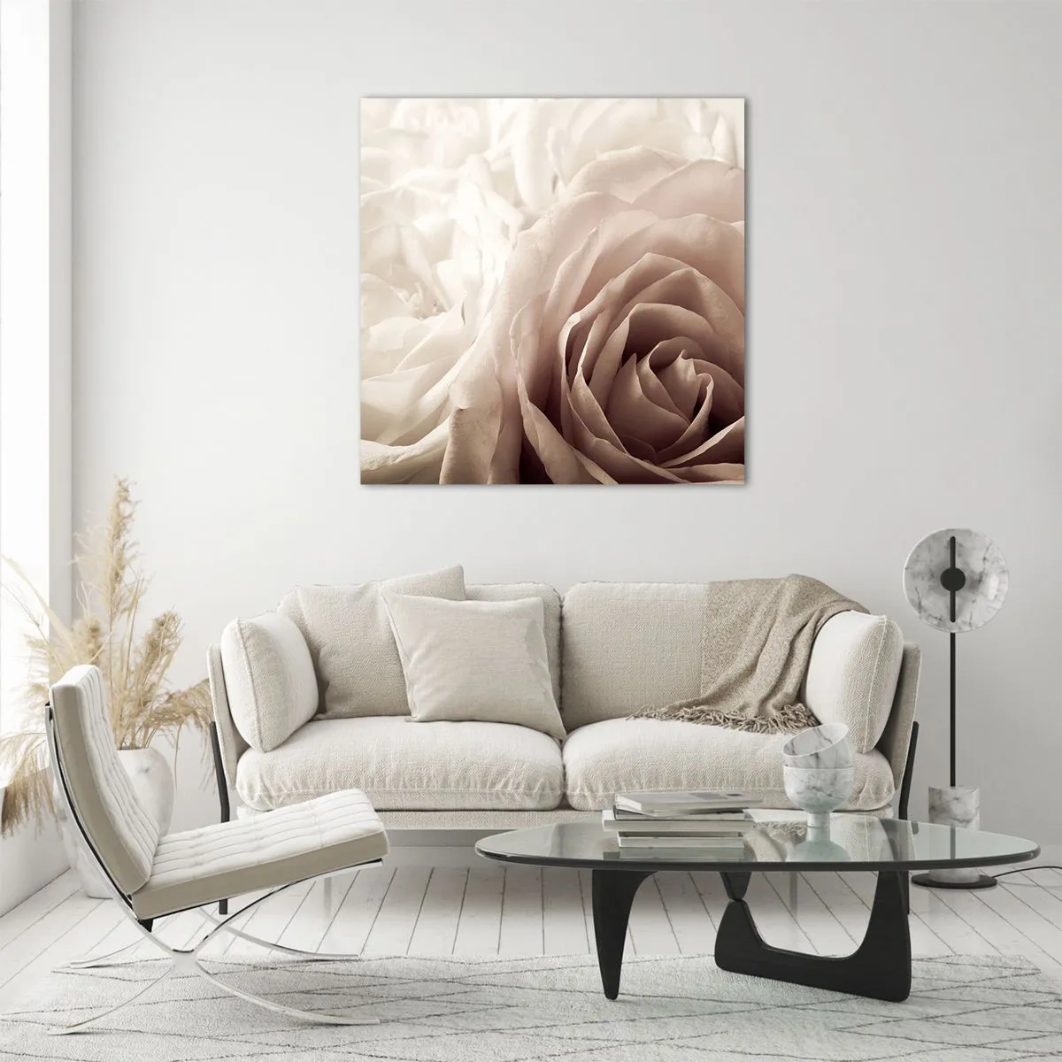 Quadro em vidro - No coração de uma rosa - 40x40 cm