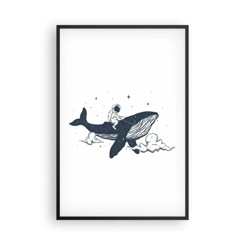 Pôster com moldura preta - Aventura espacial - 61x91 cm