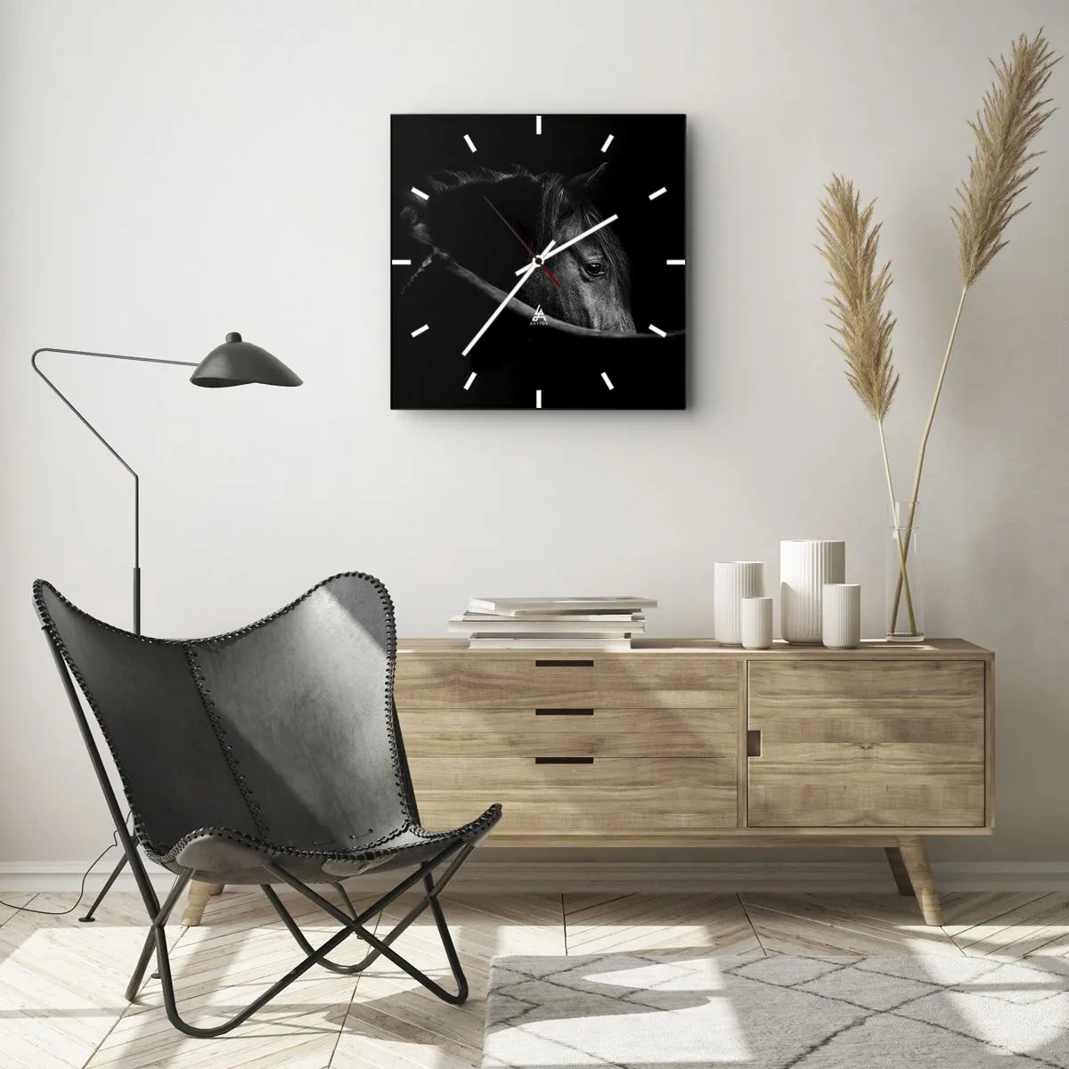 Relógio de parede - Relógio em vidro - Príncipe Negro - 30x30 cm