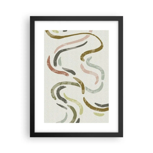 Pôster com moldura preta - Uma alegre dança de abstração - 30x40 cm