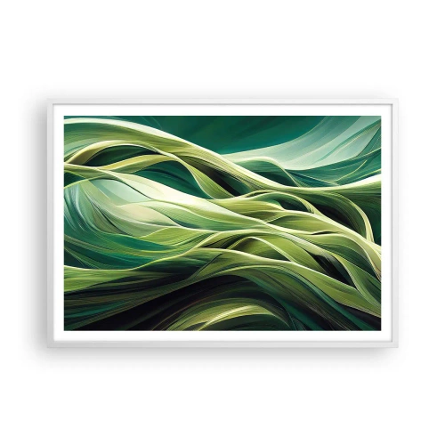 Pôster em moldura branca - Jogo verde abstrato - 100x70 cm