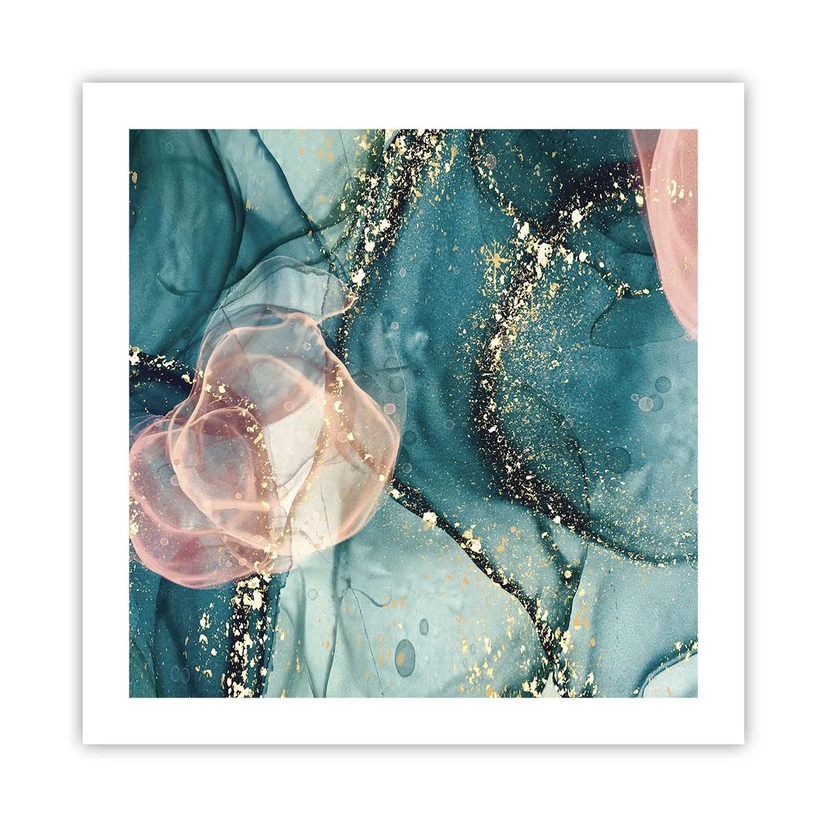 Pôster - Azul seda, rosa tule - 50x50 cm