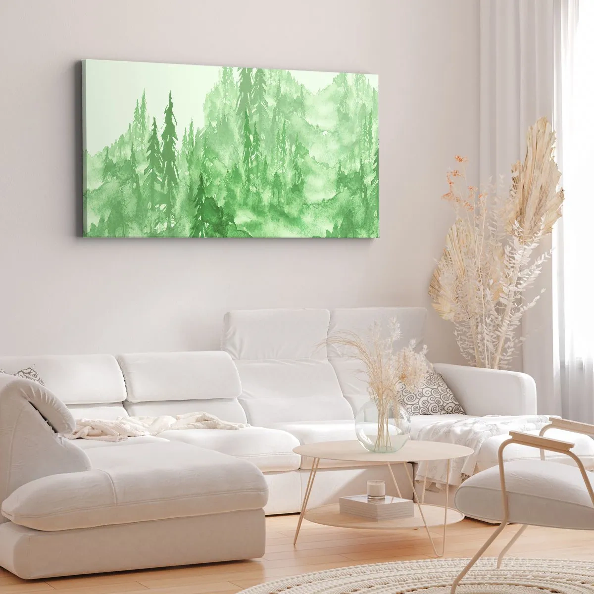 Quadro em tela - Desfocado pela névoa verde  - 160x50 cm