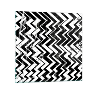 Quadro em vidro - Zig-branco, zag-preto - 30x30 cm