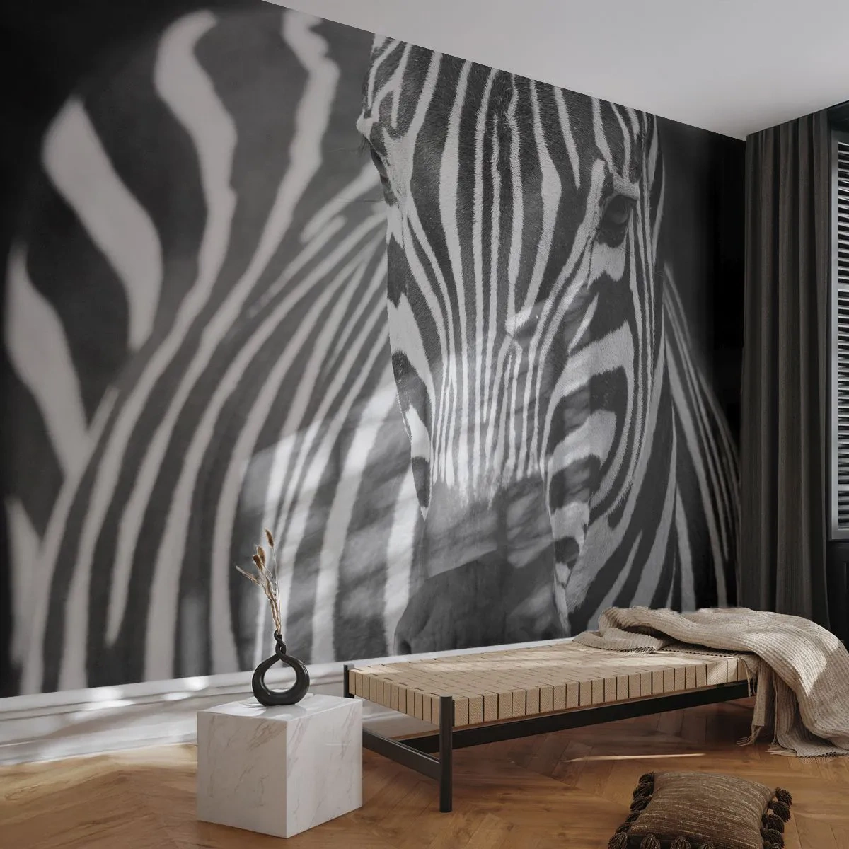 Papel de Parede Autocolante Deluxe Sticker - O mundo é preto e branco - Animais, Costelas, Preto e branco - 150x105 cm