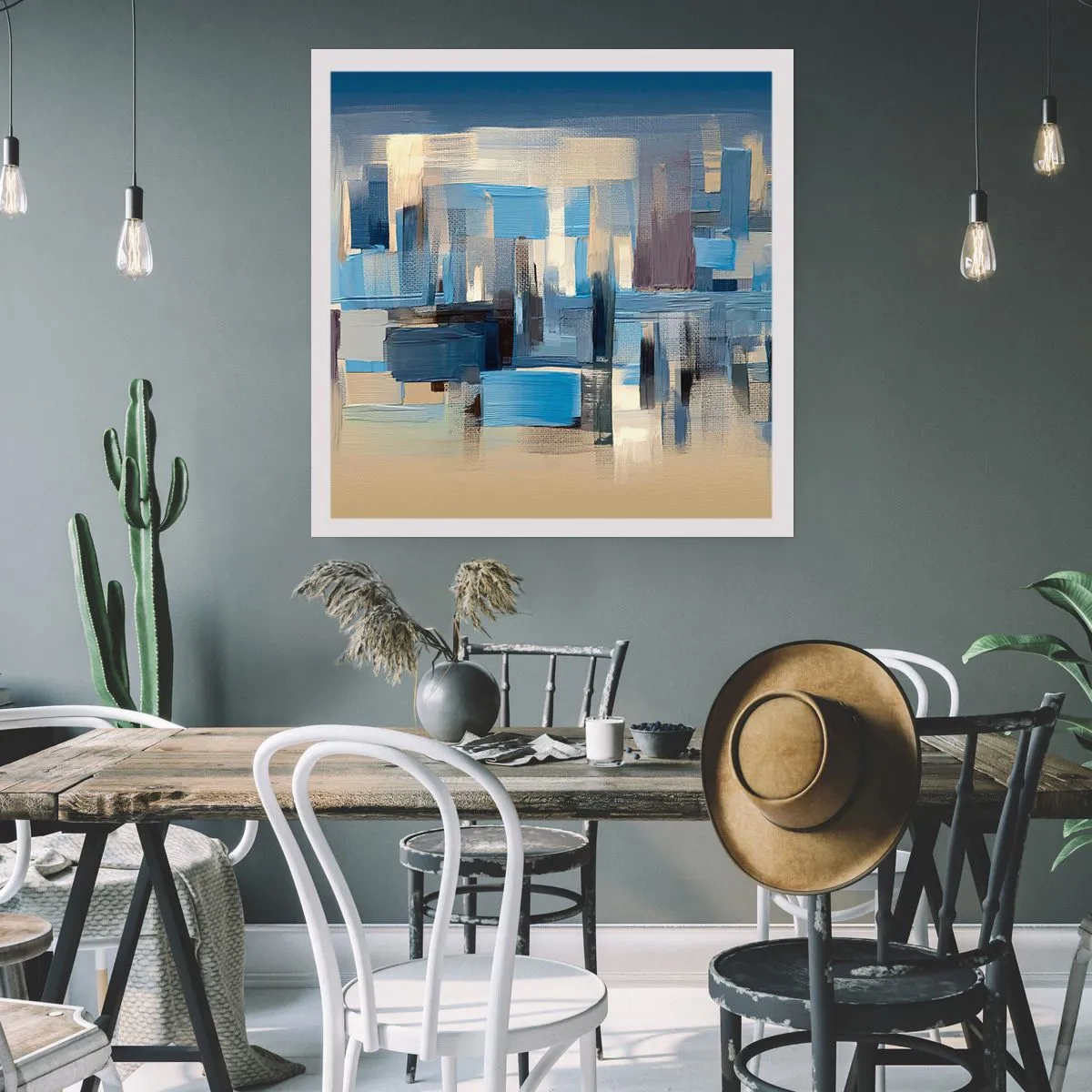 Pôster - Construção azul - 40x40 cm