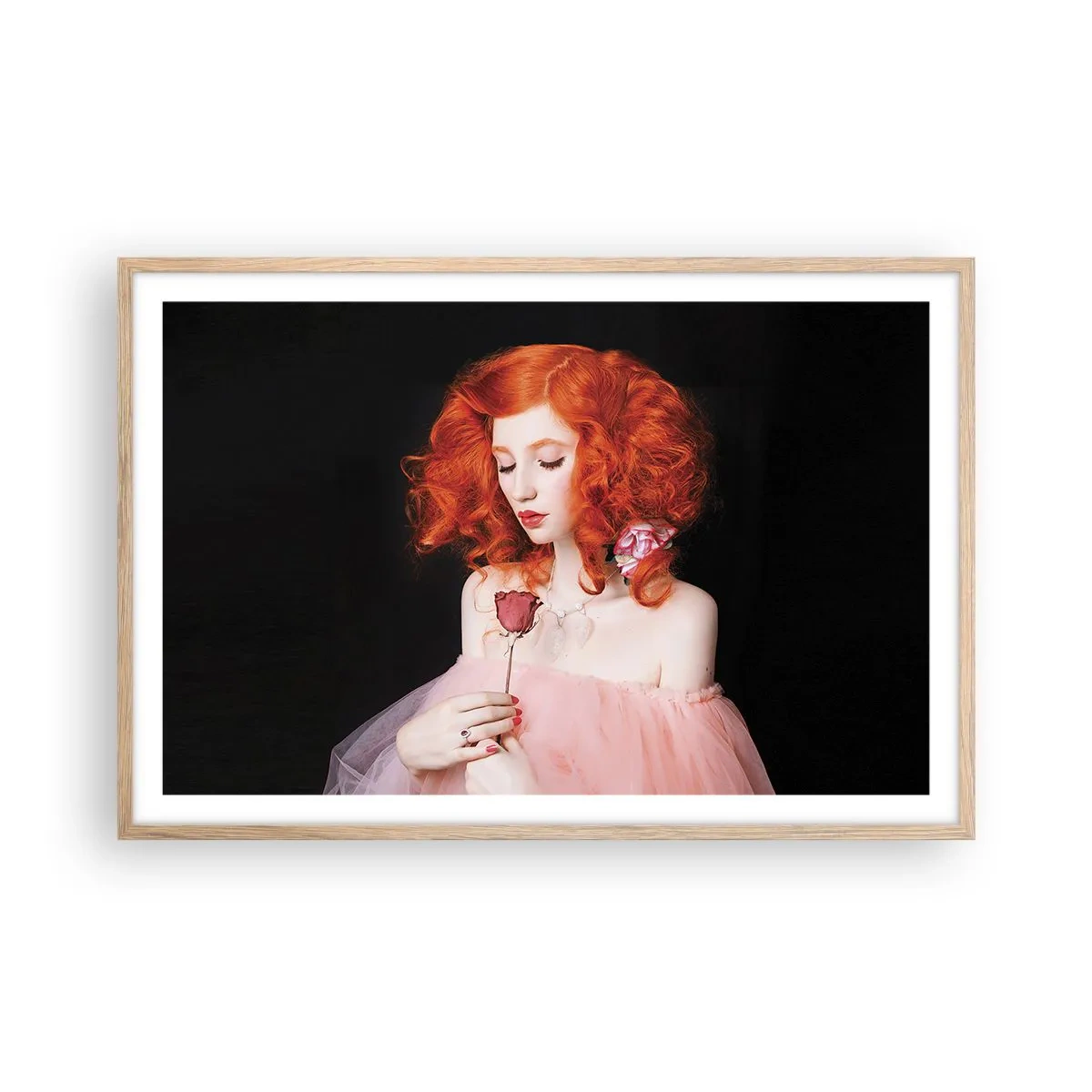 Pôster com moldura de carvalho claro - Em estilo barroco - 91x61 cm