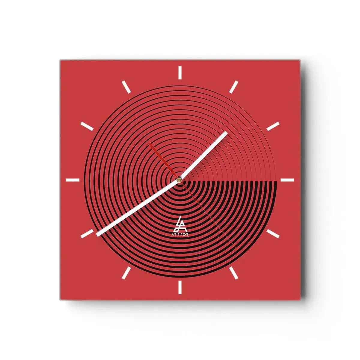 Relógio de parede - Relógio em vidro - Movimento circular - 30x30 cm