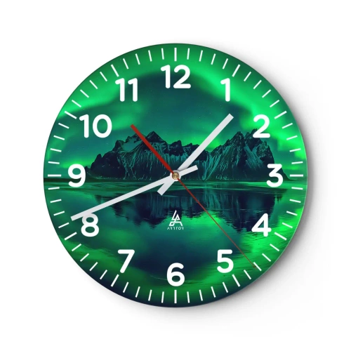 Relógio de parede - Relógio em vidro - Nos braços da aurora - 30x30 cm