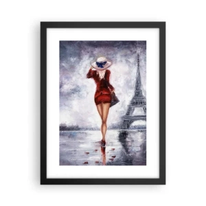 Pôster com moldura preta - Símbolos parisienses - 30x40 cm