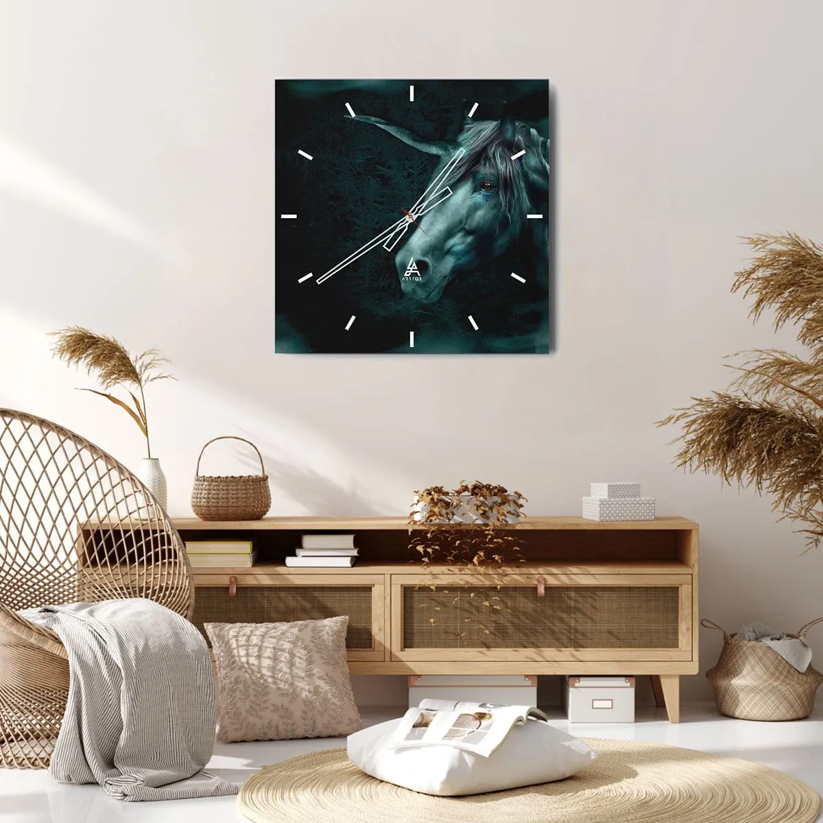 Relógio de parede - Relógio em vidro - Na floresta de conto de fadas - 40x40 cm
