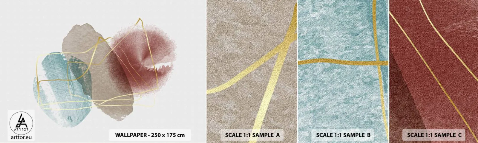 Amostra de Papel de Parede Standard Eco - Corais espaciais - Abstração, Pedaço, Padrão Moderno - 100x30 cm