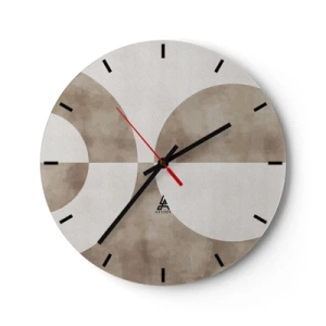 Relógio de parede - Relógio em vidro - Padrão geométrico com semicírculos em tons de bege - 30x30cm - Semelhanças e diferenças - Decoração de parede moderna para a sala de estar, cozinha e quarto ARTTOR